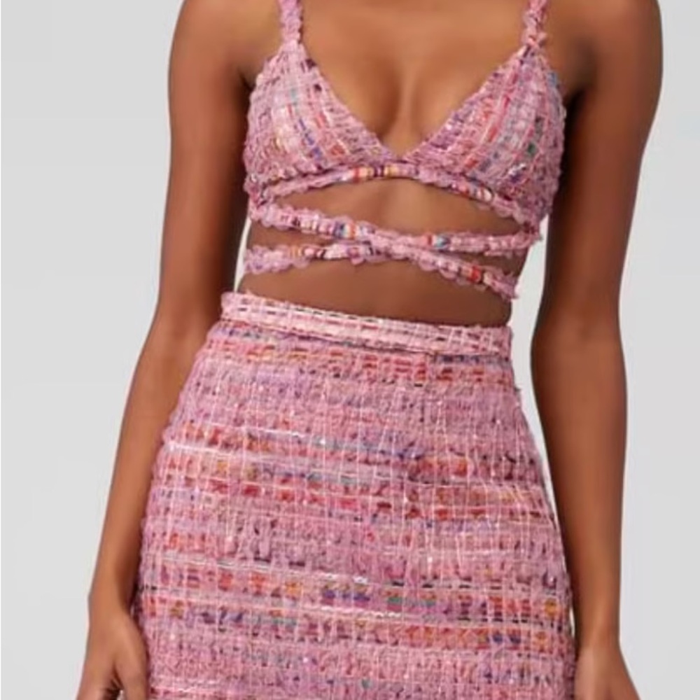 For Love And Lemons Multicolor Tweed Top